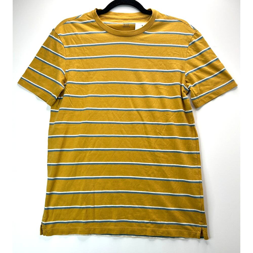 Club Monaco Cotton Striped Tee Shirt Gold Blue Cream Men's XS NWT